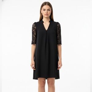 Chic Black Lace Sleeve Mini Dress